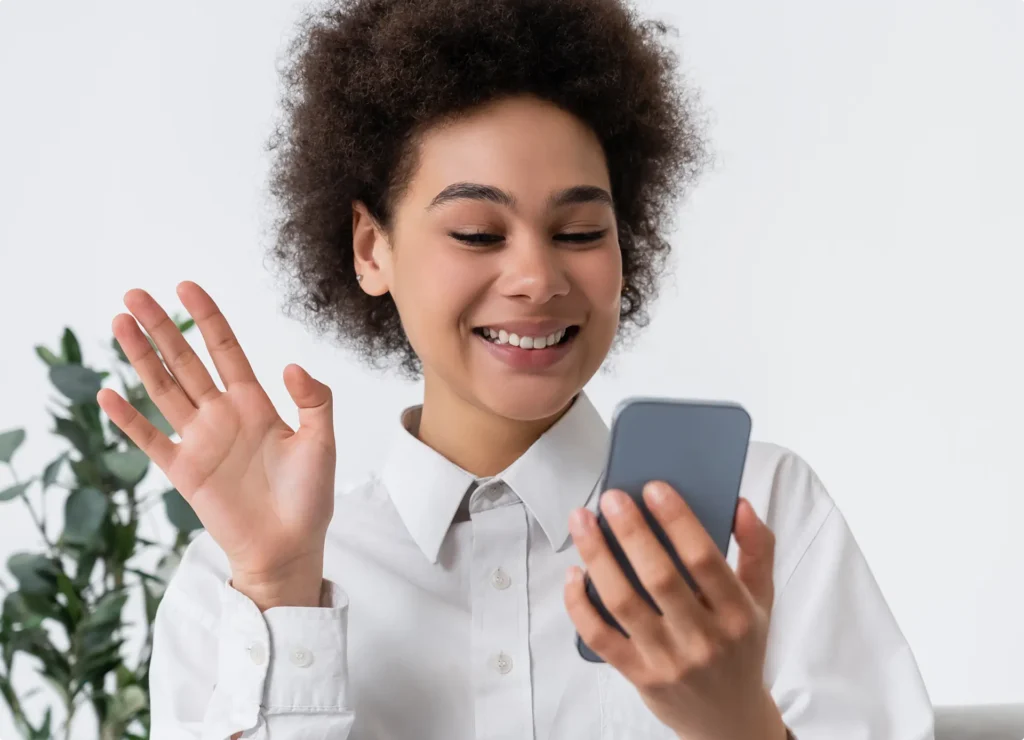 Friendly pharmacist on a video call