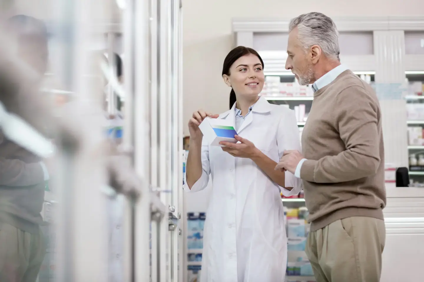 Pharmacist giving honest advice before a private vaccination in Longridge, Preston.