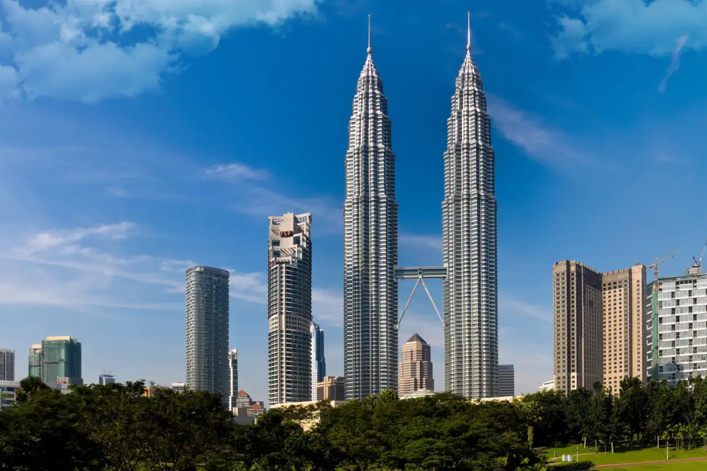 The Petronas Twin Towers in Kuala Lumpur, Malaysia.